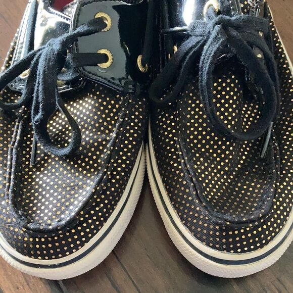 Sperry Top-Sider Angelfish Black And Gold Polkadot Red Interior Size 6 - Picture 6 of 10